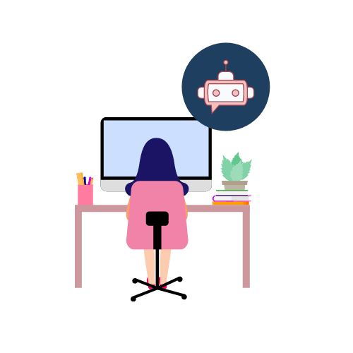 content writer at desk with AI